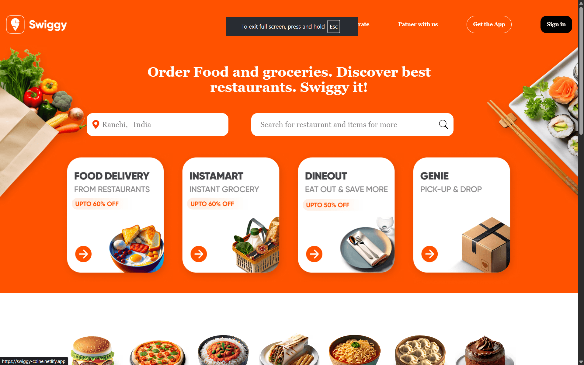 Swiggy-clone preview